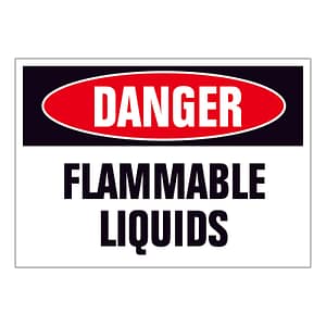 Danger Flammable Liquids sign with bold red and black hazard warning for workplaces, labs, and storage areas.